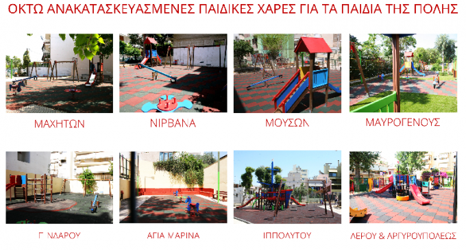 Οκτώ επιπλέον ανακατασκευασμένες παιδικές χαρές παρέδωσε ο Δήμος Πειραιά στα παιδιά της πόλης