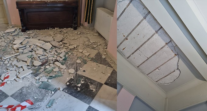 Σεισμός στη Σάμο: Κατέρρευσε η οροφή του Δημαρχείου