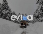 Εύβοια: Στα λευκά ντύθηκαν χωριά – Κλειστοί δρόμοι από το πυκνό χιόνι